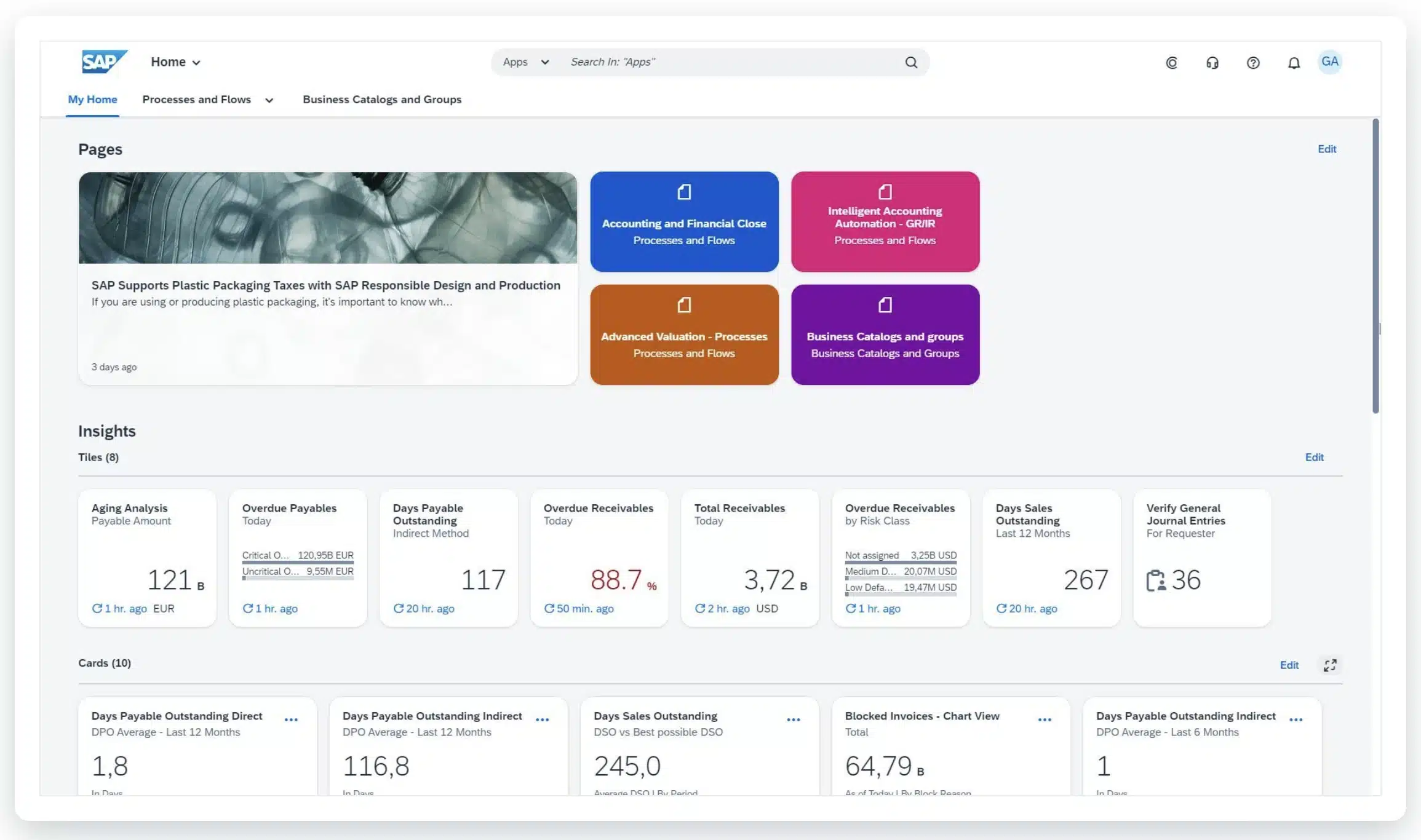 Dashboard von SAP S/4HANA Cloud Public Edition